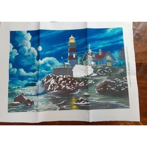 Sunset Gallery Moonlit Lighthouse No Count Cross Stitch Kit New,Coastal